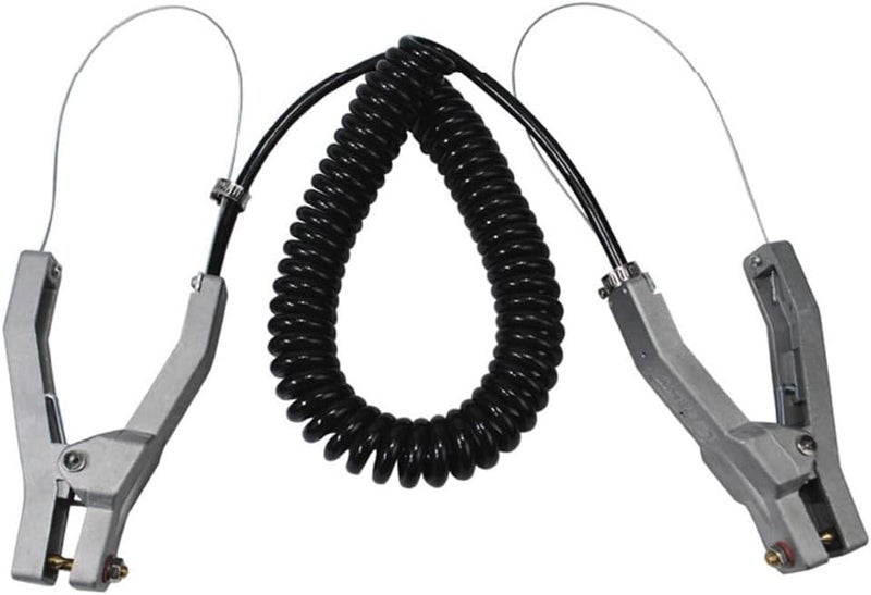 VQP Ground Cable Clamp, 16.4ft Coiled Grounding Cable, Aluminum Alloy Anti Static Grounding Clamp, 3 Copper Nails, Clamps 23mm, for Gas Station Oil Depot Tank Chemical Plant - Image 1